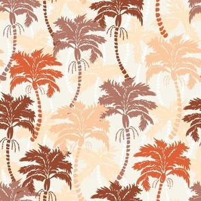 Boho Beach Tropical Palm Trees boho brown rust red orange peach pink by Jac Slade