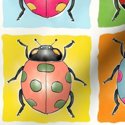 Pop watercolor ladybugs - L