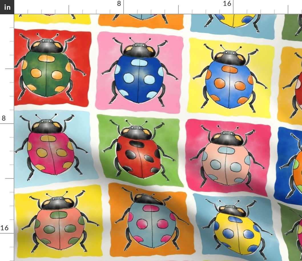 Pop watercolor ladybugs - L