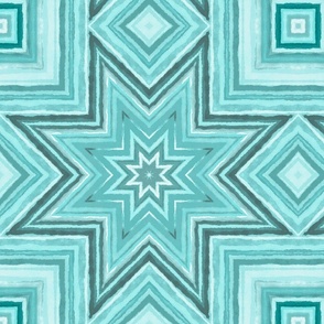  Watercolor Stripes Star Pattern Turquoise Teal
