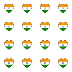 Indian flag hearts on white