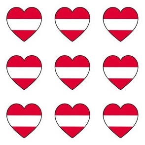 Austrian flag hearts on white