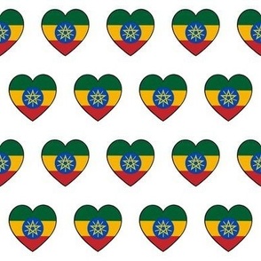 Ethiopian flag hearts on white