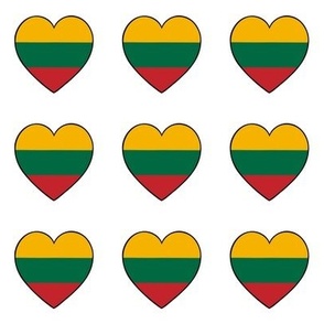 Lithuanian flag hearts on white