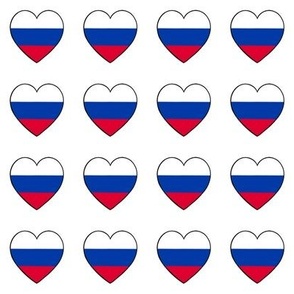 Russian flag hearts on white
