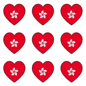 Hong Kong flag hearts on white