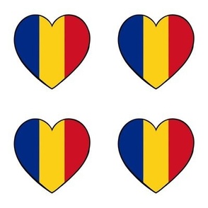 Romanian flag hearts on white 