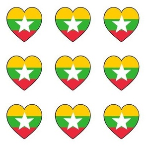 Myanmar flag hearts on wh