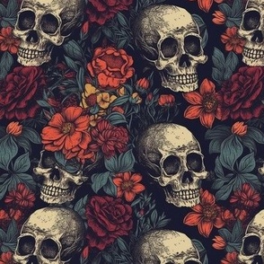 Goth Skulls and Flowers 4