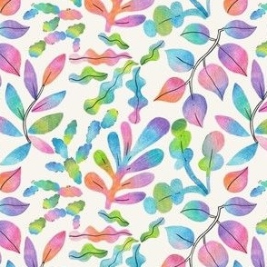 hand drawn color pencil leaves