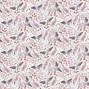 Forest dragons autumn pinks on white extra small