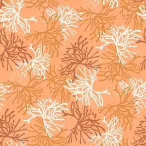 Seaweed swirl orange brown mustard natural white Large Scale by Jac Slade