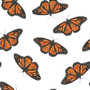 Medium watercolor butterflies, hand painted orange and black butterflies for kids apparel