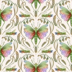 Rainbow Grasshopper Damask light