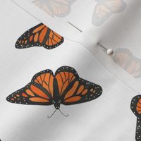 Small Hand painted monarch butterflies in orange and black on white, 