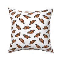 Small Hand painted monarch butterflies in orange and black on white, 