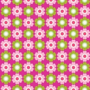 Hot Pink and Lime Green Daisy Mod Floral