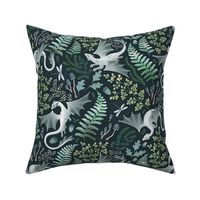 Forest dragons green on a dark green background small