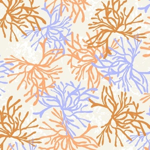 Seaweed swirl orange brown blue on natural Jumbo Scale by Jac Slade