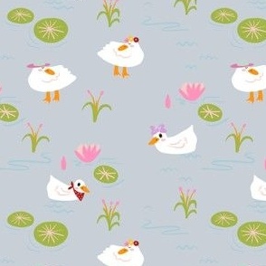 Goose In The Lake wearing Scarf in Dusty Blue Background