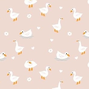 Goose In Various Angle and Postures in Cream Background