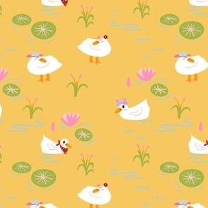Goose In The Lake wearing Scarf in Yellow Background