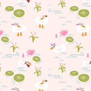 Goose In The Lake wearing Scarf in Blush Pink Background