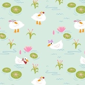 Goose In The Lake wearing Scarf in Mint Green Background