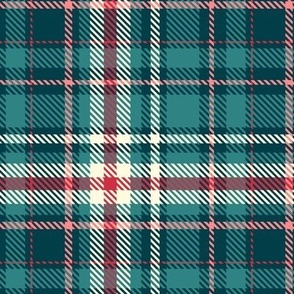 Turquoise and Red Christmas Plaid 