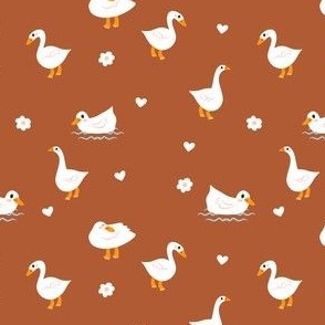 Goose In Various Angle and Postures in Brown Background