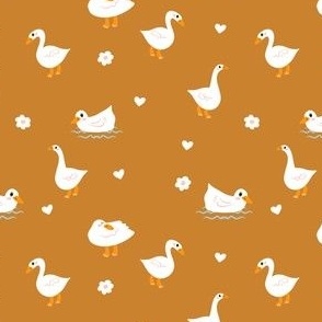 Goose In Various Angle and Postures in Light Brown Background