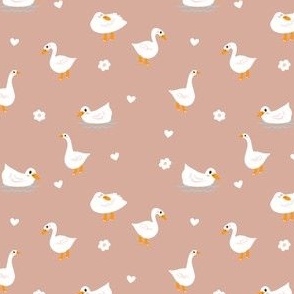 Goose In Various Angle and Postures in Dusty Pink Background