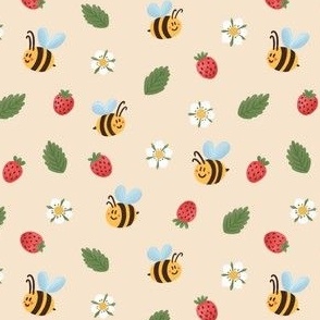 Spring bee and strawberry