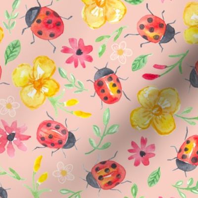 Sweet ladybugs in watercolor