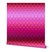 Pink Feathers - clamshell scale pattern - large scale