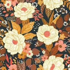 Never Stop Growing - Coral & Gold Boho Fall Florals