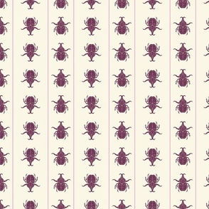 Doodle Violet Bugs and pink lines on a beige background
