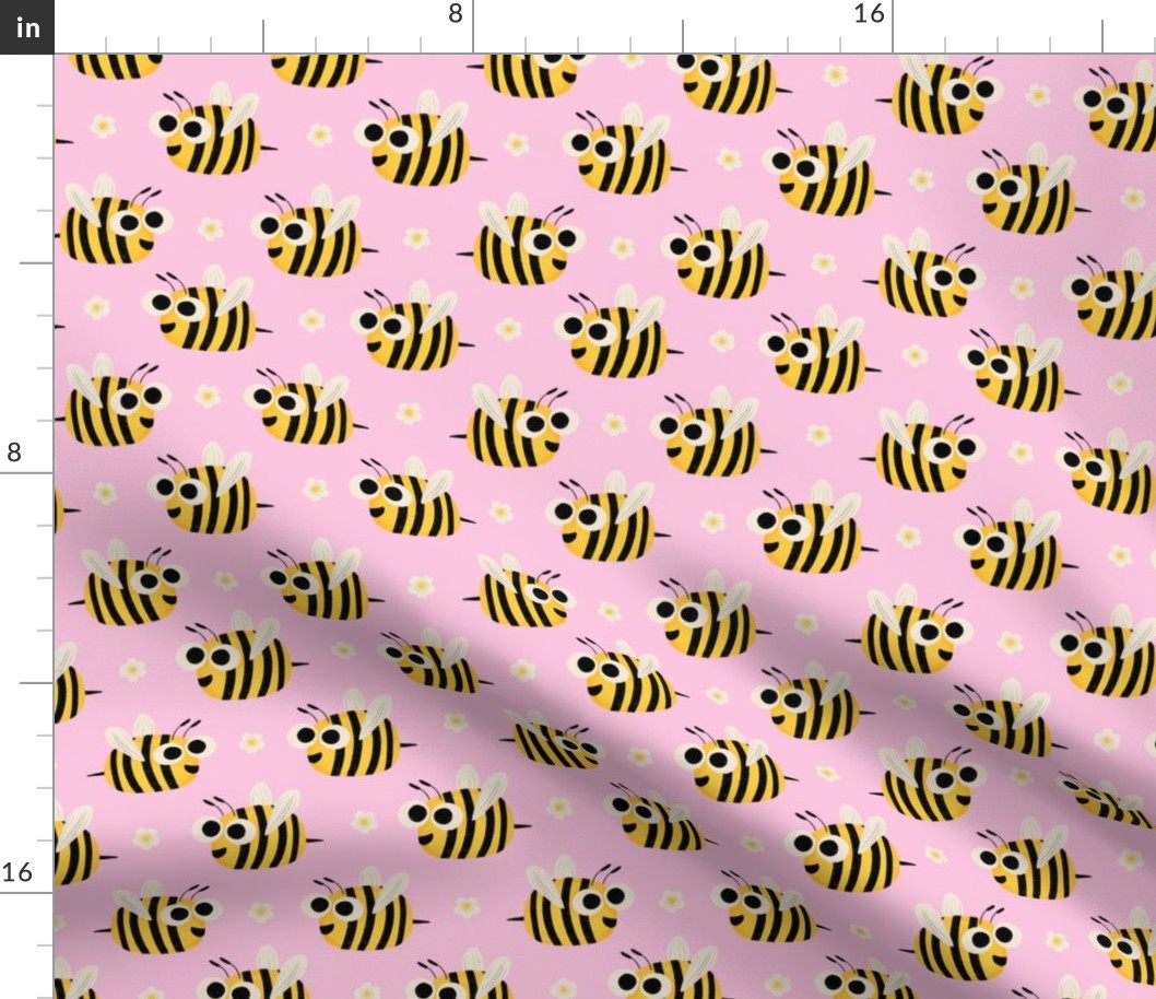 Cute Kawaii Bee Pink - Kids Nursery Illustration Kawaii Cute Bugs 