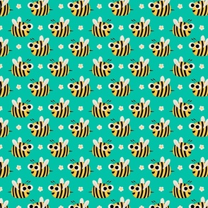 Cute Kawaii Bee Aqua Green -  - Kids Nursery Illustration Kawaii Cute Bugs 