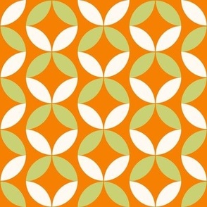 Bright Green, Orange and White Geometric Floral
