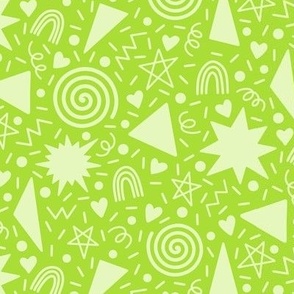 Magic Doodles MONO - MEDIUM - Lime Green - Neon Memphis Design