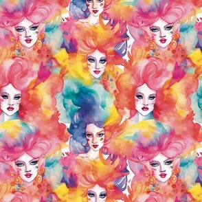 Rainbow Drag Queens watercolor portraits