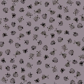 doodle bugs on muted purple by rysunki_malunki