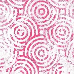 Overlapping Bullseye - Hot Pink and White
