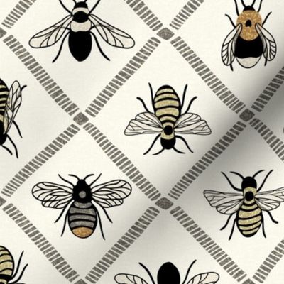 So Many Kinds of Bees - Medium - Ivory - Texture - 2 way design