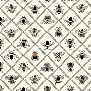 So Many Kinds of Bees - Medium - Ivory - Texture - 2 way design