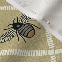 So Many kinds of Bees - Medium - Straw - Texture - 2 way design