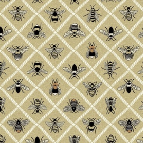 So Many kinds of Bees - Medium - Straw - Texture - 2 way design