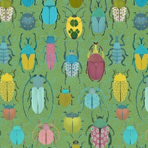 Beetle Bugs Pattern Fabric, Wallpaper and Home Decor