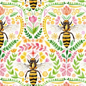 Watercolour Bee Brocade